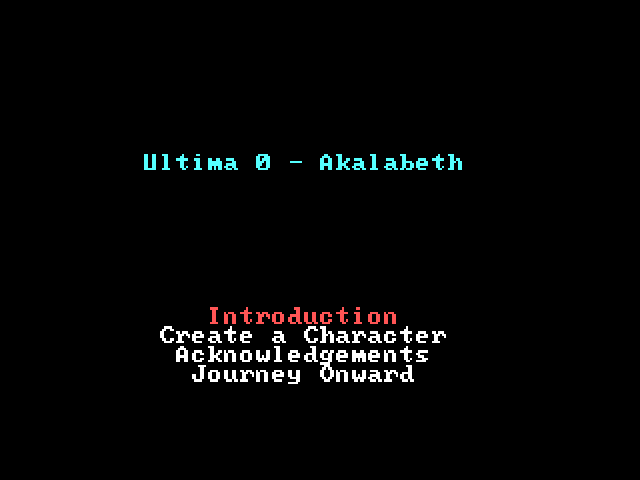 Akalabethのタイトル画面